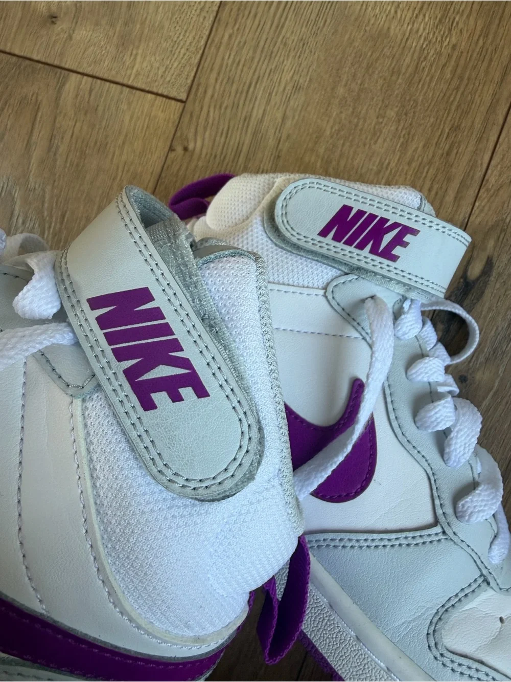 Nike Court Borough Mid 2 GS 'Pure Platinum Vivid Purple' Shoes Kids Size 3.5Y